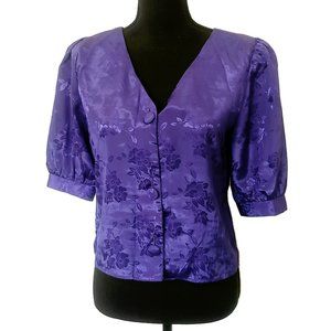 Vintage Royal Purple 1980s Blouse